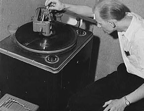 Man using a transcription recorder