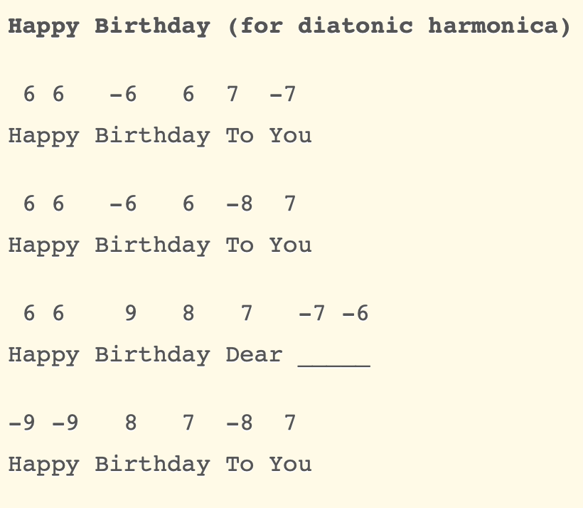 Happy birthday songs with tab - Easy harmonica songs with tabs for beginners